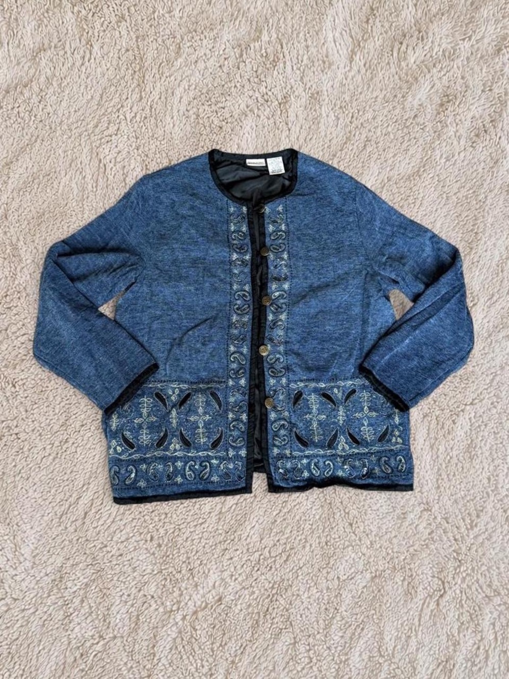 White Stag Blue Chenille Embroidered Cardigan Jacket